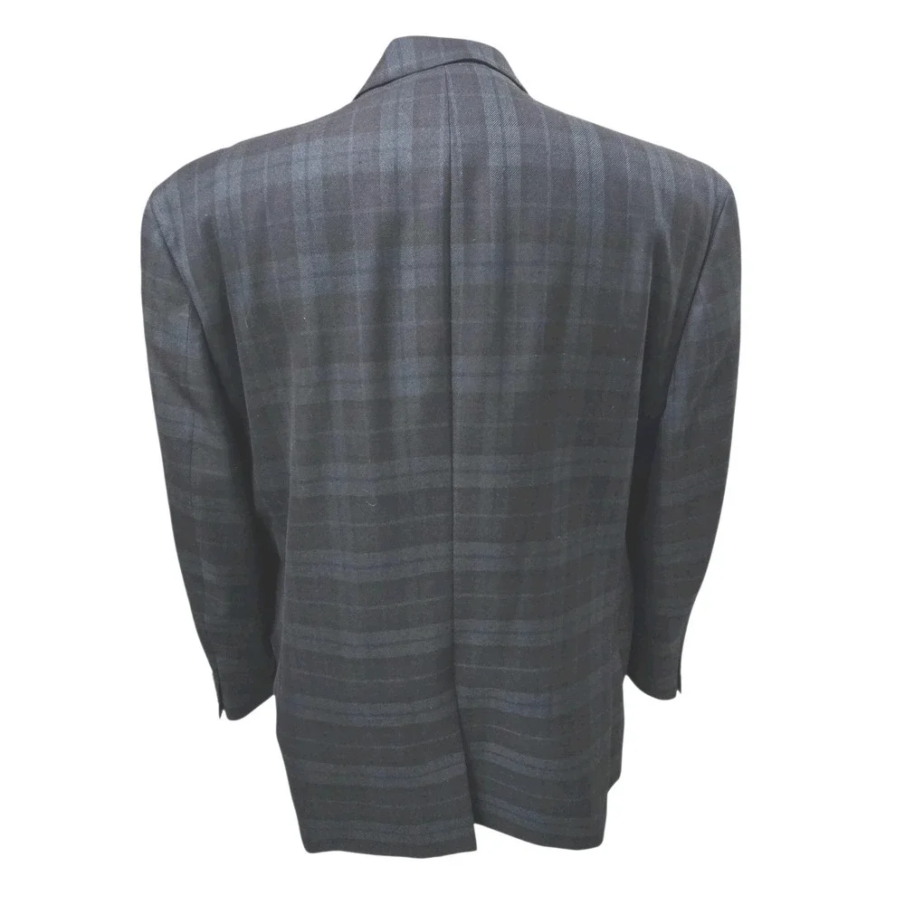 Vtg Chaps Men's 46R Holiday Tartan Plaid Green and Blue Blazer Suit Jacket NICE!